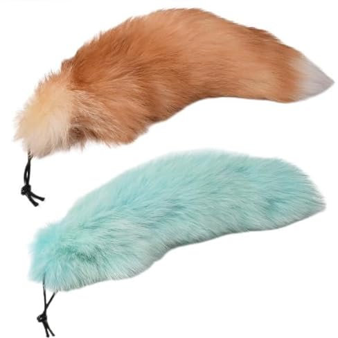 Nocyclonic 2 Pieces FuchsschwanzFuchsschwanz Anhänger etwa 40cm,fox tail,Fell Schwanz Keychain fox tail keychain Auto Schlüsselketten Anhänger Weich Flaumig Dicht Dekoration (8)