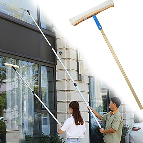 Tige de Nettoyage de vitres, raclette de Nettoyage de vitres Multi-usages, tiges de Nettoyage de vitres pour plafonds/puits de lumière Hauts, serpillères de Nettoyage de Murs/Outil de nettoy
