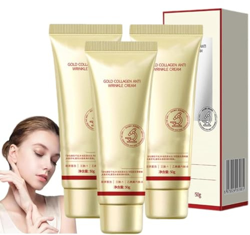 Generisch Anti-Falten-Creme mit Gold und Kollagen, Koreanische Goldene Kollagencreme, Anti-Falten-Gesichtsfeuchtigkeitscreme, lang anhaltende, tiefenwirksame (3 Stück)
