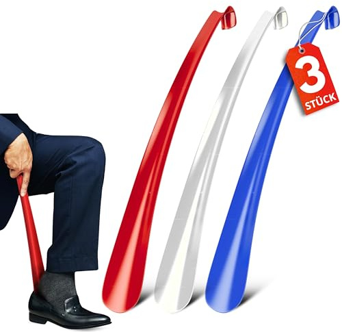 SOLEDIRITY Premium 3er Set Schuhlöffel Schuhanzieher mit Wandhalterung 36 cm plastik kunststoff Ausziehhilfe stabil Anziehhilfe