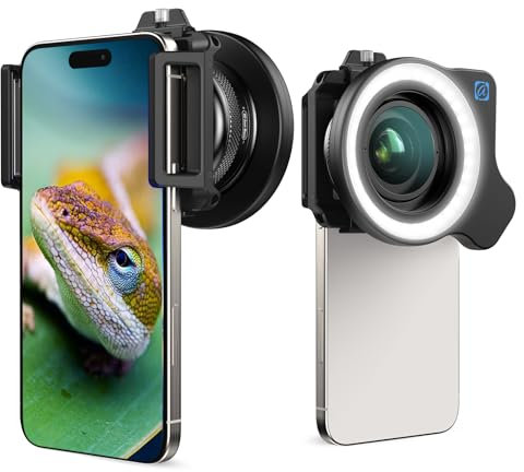 10-20x Zoom Macro Lens Set with Fill Light for Smartphones, Macro Phone Lens with Universal Lens Clip, HD Photography for iPhone and Android Phones