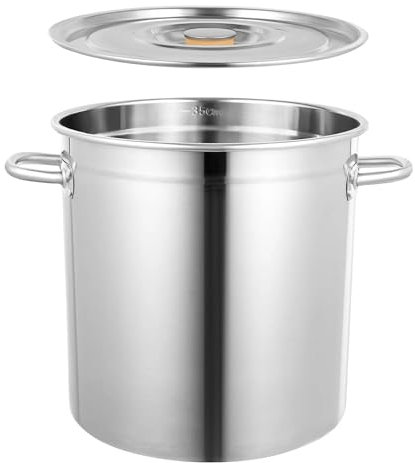 WXFKLDJ Olla Grande con Tapa, Olla Comercial De 30 Cuartos De Galón, Olla De Acero Inoxidable con Tapa Y Asas Remachadas, Ollas Grandes Resistentes para Cocinar, Inducción, Estufas Eléctricas
