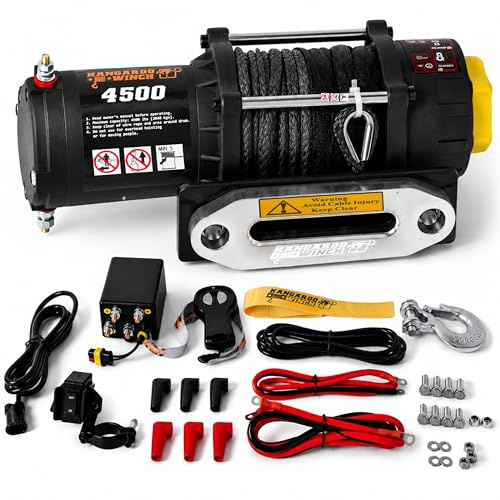 KANGAROO WINCH Elektrische Seilwinde 12V - 4500 LBS / 2040 kg Zugkraft