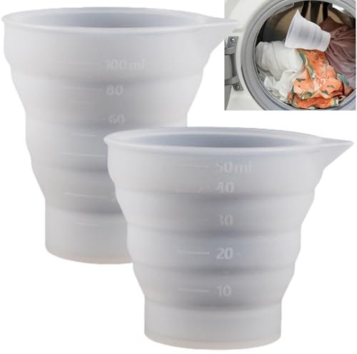 2PCS Dosing Ball for Liquid Detergent,Foldble Laundry Detergent Measuring Cup,Silicone Laundry Dosing Ball,Washable Silicone Measuring Cup,Laundry Liquid Dosing Measuring Cups,Laundry Detergent Cup