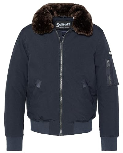 Schott NYC Giacca Scollo Pelliccia Schott Airlines Navy-Marrone, blu, M