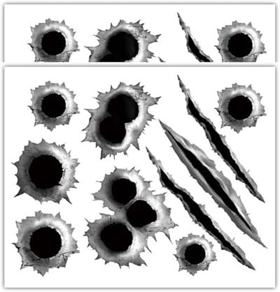 TPZORJX 2 Pcs pegatinas con agujeros de bala, pegatinas 3D, impermeables, para coche, scooter, casco de moto, bicicleta, portátil, smartphone