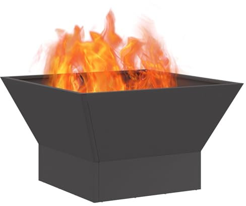 vidaXL Hoguera Cuadrada Negra 60 x 60 x 35cm, Acero, Portátil, Resistente a la Oxidación, Diseño Minimalista, Ideal para Calentar el Balcón y el Patio, Fuegos de Madera, Jardín, Chimenea Calefactor