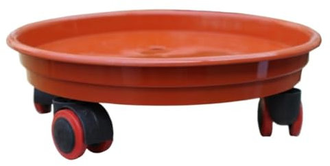 Plateau roulant mobile en plastique épais avec base ronde pour stockage d'eau et fleurs 24,5 cm avec roulettes pour une mobilité facile
