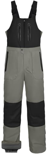 GEMYSE Herren Skihose Warm und Wasserdicht mit Verstellbaren Hosenträgern Winter-Snowboard-Latzhose(Grau mit Schwarz,XL)