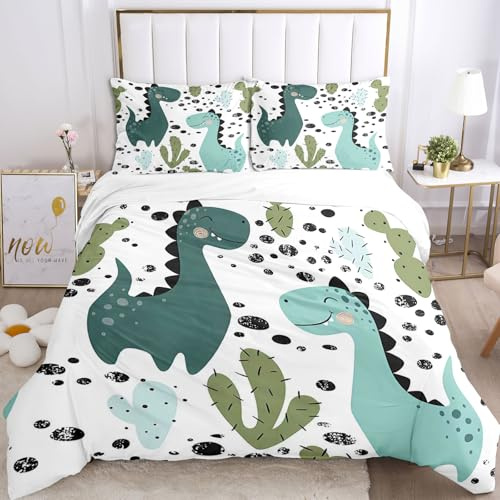 TSOPEFI Ensemble de literie pour enfants avec motif de dinosaure, mignon dessin animé imprimé de dinosaure arc-en-ciel, décoratif et ludique, pour garçon fille (C, 220x240cm)