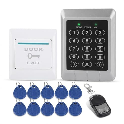 Contrôle D'accès 125KHz EM, Système Verrou Electrique Independante, Kit Cadenas Porte 12V - Gâche Électrique sans Fil, Digicode, Télécommande et Bouton Ouverture, Sécurité