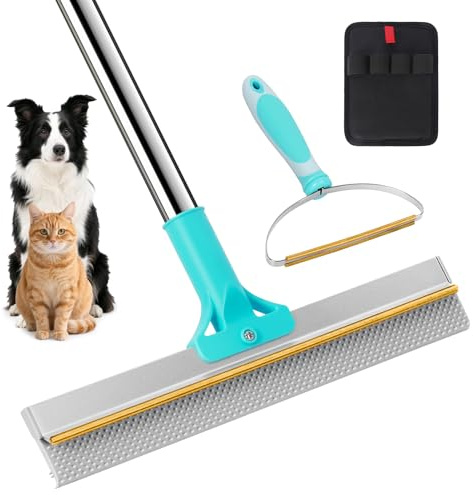 3 in 1 Carpet Rake for Pet Hair Removal, Reusable Pet Hair Remover Broom with 54 Adjustable Long Handle, Dog Cat Carpet Scraper Brush Tool Kit for Cleaning, Dog Fur Broom for Rugs, Mats, Couch