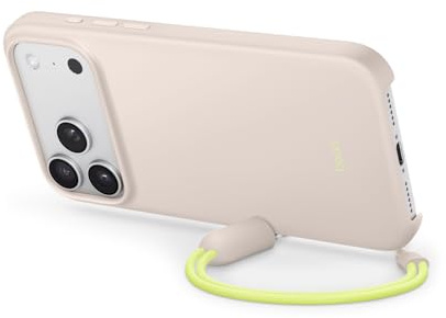 Beats Coque avec béquille pour iPhone 17 Pro Max équipée MagSafe avec Commande de l'appareil Photo, Support intégré et dragonne, Fini Mat et Doublure en Tissu Microfibre - Gris Gypse