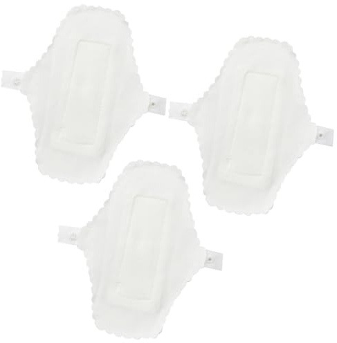 Veemoon Wiederverwendbare Menstruationsbinden Waschbare Damenbinden mit Knopf 3 Stück aus Wasserdichtem Stoff Weiß 180mm für Frauen für Reisen