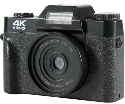 SXYGYWA Cámara Fotográfica Digital De 48MP, 4K HD, Vlogging, Zoom 16X, Videocámara Vintage Vlog, Grabación Integrada, USB 2,0, Compatible con TF Imágenes Nítidas Detalladas