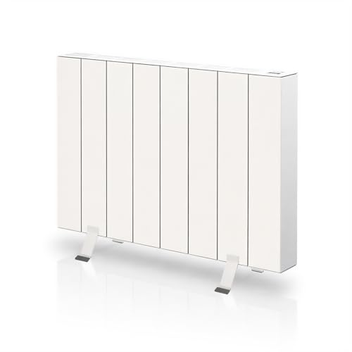 Elian Radiateur à sec électrique - Technologie Dry sans liquide - Chaleur instantanée - Aluminium - Programmation 24/7 - Détecteur de fenêtre ouvert - Avec pieds et supports muraux - 1500 W - Blanc