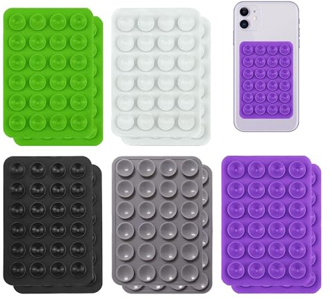 10PCS Phone Suction Pad, Sticky Phone Grip, Non-Slip Silicone Suction | Phone Case Sticky Grips, Silicone Suction Cup Phones Holder Mount for Selfies Mirror Mount Accessories, 5 Colors
