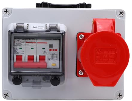 FTVOGUE Portable Industrial Socket Box, ABS PC Electrical Socket Distribution Box for Factory Workshop Construction Site, IP44-67, 200x150x100mm