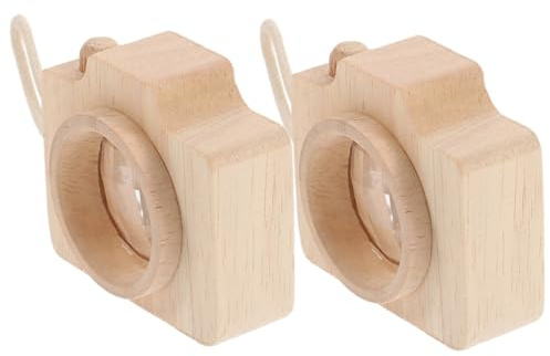 Hohopeti Caleidoscopios para 2 Piezas de Madera Natural Juguete Educativo Cámara Mini Multifacético Obsequio de Fiesta Compacto y Portátil para Estimular la Observación y Creatividad