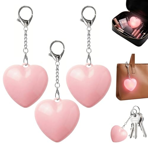 Lot de 3 lampes de poche à main en forme de cœur LED - Avec capteur tactile - Rose - Pour sac à main - Rechargeable par USB - Mini lampe de poche - Cadeau pratique pour petite amie, sœur, voyage