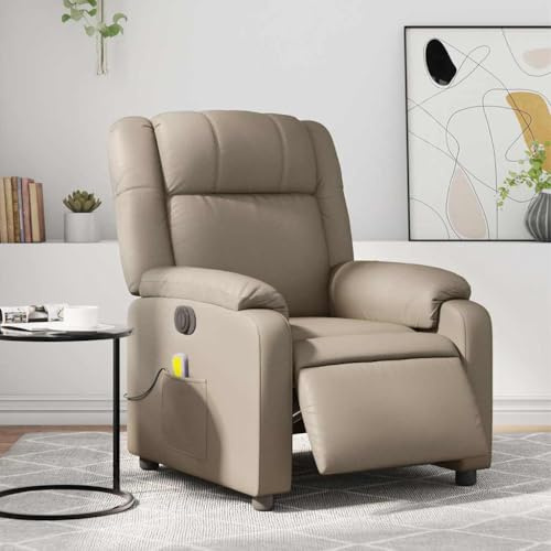 Mimdixy Fauteuil inclinable simple - Fauteuil de massage électrique - En cuir synthétique - Marron cappuccino - Pour chambre à coucher et salon - Installation rapide