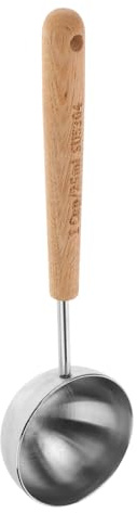 LIFKOME Cuchara Medidora de Café y Proteína en Polvo 25 Ml de Acero Inoxidable con Mango de Madera Ergonómico, Taza Medidora para Líquidos y Polvos Secos, Herramienta Precisa para Cocina