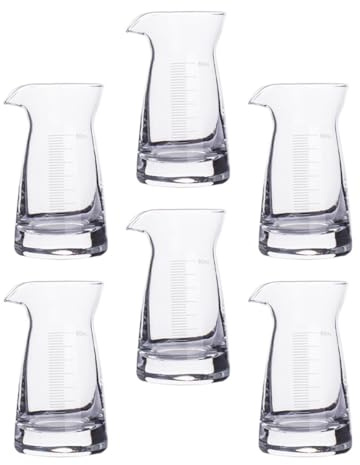 POPETPOP Jarras Medidoras de Vidrio 80 Ml Escala, Set de 6 Tazas Medidoras para Licor, Vasos Tipo Jigger para Coctelera y Bar, Accesorio Portátil para Medir Líquidos y Whisky