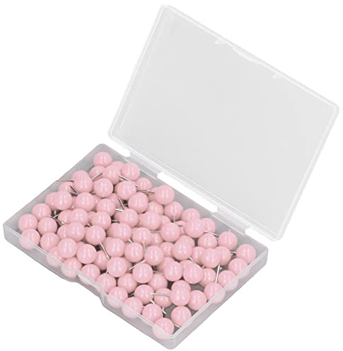 Yinhing 100st Gröna Trycknålar Kartstift Stål och Plast Dekorativa Märkningsstift för Korkbrädor Idealisk för Organisation och Klassrumsanvändning .5X20 Mm Storlek (Rosa)