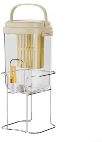 Jarra grande de agua fría con grifo y filtro de frutas, dispensador de bebidas de 2.5 L para jugo, té, leche, jarra portátil con asa y soporte para cocina doméstica, verde (blanco)