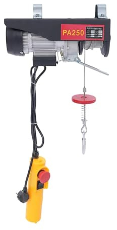 Montacargas eléctrico Polipasto Eléctrico Polipasto eléctrico 550W, 125kg (cuerda simple), 250kg (doble - 2 modos hasta 551 lbs, cuerda de acero de 18m