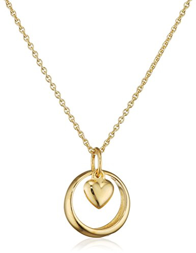 Xaana Mädchen-Taufkette Taufring mit Zirkonia und kleinem Herz-Einhänger aus 333er Gelbgold inkl. vergoldeter Silberkette 36/38 cm AMZ0471