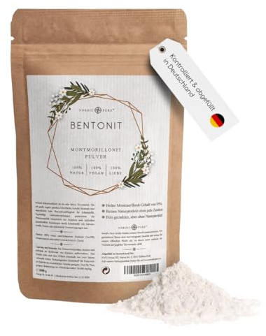 Nordic Pure Bentonit Pulver 500-2000g Mineralerde/Tonerde | Premium Qualität 95% Montmorillonit | Extra fein (1000g)
