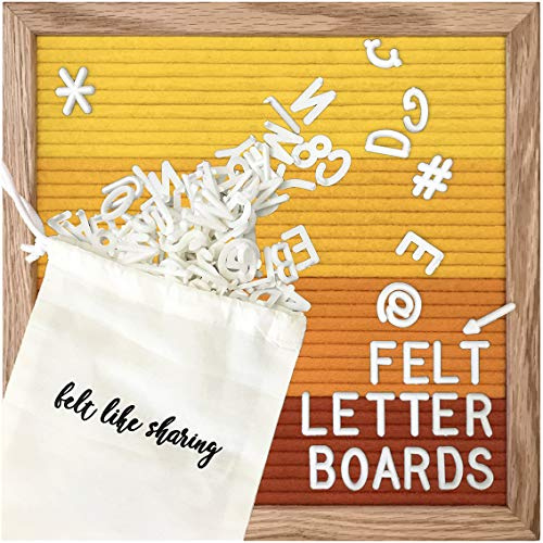 Felt Like Sharing Square Letter Board (Sunburst Felt - 10”x10”) – Changeable Message Board w/3 Sets of Felt Board Letters for Home, Office, & Aesthetic Room Decor – Wall Letterboard Signs In Oak Frame