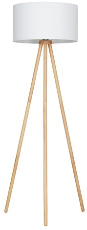 Briloner Leuchten - Stehleuchte, Wohnzimmerlampe, Stoffschirm in weiß, E27, inkl. Schnurschalter
