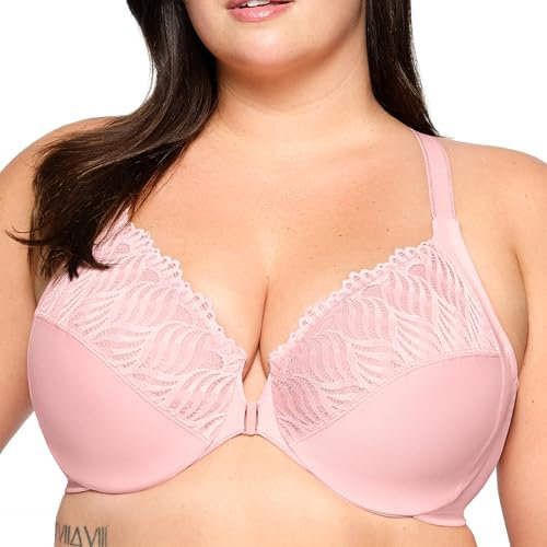 Glamorise Front-Closure T-Back Wonderwire Underwire Bra 1246 (Women's & Women's Plus) Pink Blush