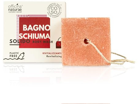 Officina Naturae | Bagnoschiuma Solido Rivitalizzante Effetto Scrub, con Estratto Biologico di Tè Nero e di Salice, Note Agrumate, 64gr