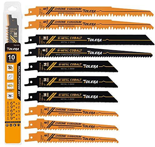 Tolesa Lama per sega alternativa, acciaio legato CRV, 150 mm 6TPI, per il taglio di tronchi, legno vivo, ecc., 5 pezzi