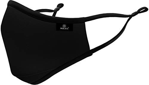 Premium Mund und Nasenschutz schwarz mit Nasenbügel und verstellbare Bänder. Mundschutz Maske aus Baumwolle, waschbar und langlebige Gesichtsmaske