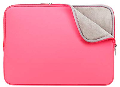 RAINYEAR 14 Pollici Laptop Sleeve Custodia Protettiva Fluffy Fodera Imbottita Borsa Compatibile con 15 Pollici Macbook Air M2 M3 M4, 14 Pollici Computer Notebook Ultrabook Chromebook, Rosa Brillante