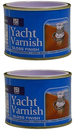 SDMAX 151 Coating 2 X Yacht Varnish Gloss Finish - Waterproof, Tough & Durable, Versatile Use On Both Interior and Exterior Wooden Surfaces, Ideal for DIY (180ml Tin)