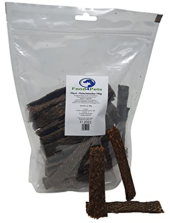 Food4Pets Pferdefleischstreifen 750g – Natürliche Hundeleckerli, getreidefreie Kaustreifen für Hunde zur Zahnpflege und als Belohnung