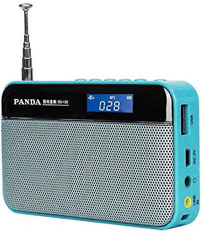 jiande Radio FM Digital Radio LCD Portable Radio with Headphone Jack, USB/TF Card Socket, MP3 Player U Disk TF Card Speaker, Black (Color : Green)