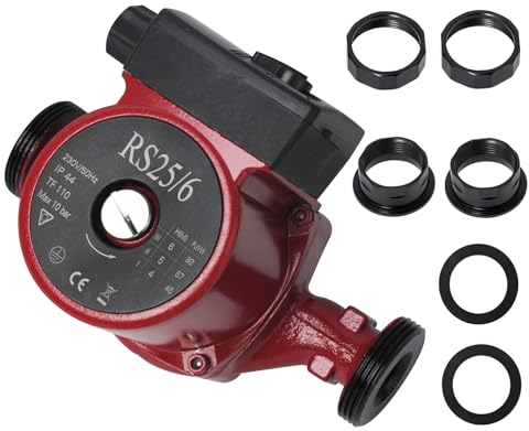 Pompe de Circulation RS25 / 6-180, Pompe de Pression Pour Circulateurs Domestiques, Commande à Trois Vitesses Circulateur Chauffage, Pour le Chauffage et l'eau Vhaude de Poweka