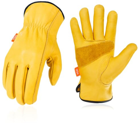 Vgo... 1 Paar Arbeitshandschuhe,Rigger Handschuhe, Sicherheitshandschuhe für Männer, Rindsleder, ungefüttert (CA9590)