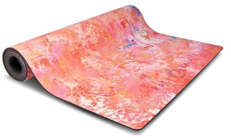 Kati Kaia Original Gallery Yoga Mat, Coral Erytheia Abstract Artwork, Colour Therapy, Vegan Recycled Materials, Natural Tree Rubber Base, Thick Cushioning, 4.5 mm