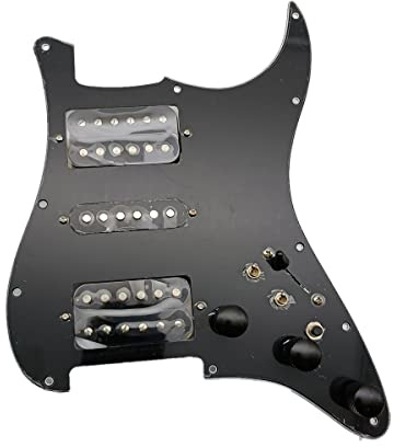 Vorverdrahtetes HSH Strat Pickguard Set Multifunktionsschalter Schwarz Pickups 3-lagig Pickguard Fit für Fender Stratocaster