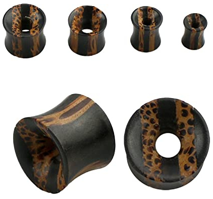 5-25 mm Ohr Piercing Flesh Tunnel Holz Areng Kokospalme Braun Natur Wood Plug 8 mm