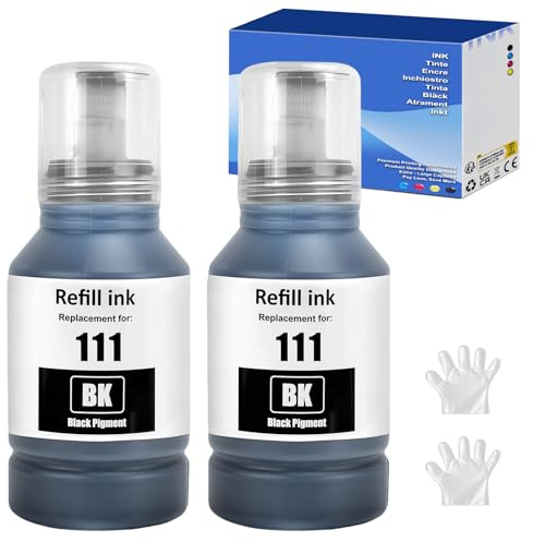 SHUOLEI 111 Tintenflasche Kompatibel mit EPSON Flasche 111 Tinte Schwarz C13T03M140 für ET-M1100 ET-M1120 ET-M1140 ET-M1170 ET-M1180 ET-M2120 ET-M2140 ET-M2170 ET-M3140 ET-M3170 ETM3180 (2-Pack)