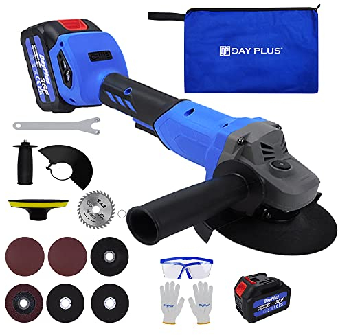 Akku-Winkelschleifer-Kit 21V mit 3.0Ah Lithium-Ionen-Akku und Ladegerät, Trennschleifer Schleifmaschine mit Scheibendurchmesser 115mm, Bürstenlos Akku-Schleifer-Kit zum Schneiden und Polieren