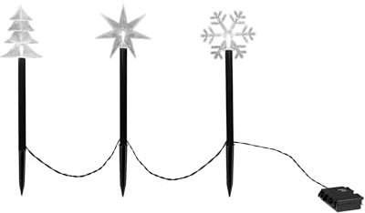 Spetebo LED Gartenstecker 3er Set Tannenbaum Stern Schneeflocke, 40 cm | Mit Timer, Weihnachts Gartendeko, Warm weiß beleuchtet, Batterie betrieben